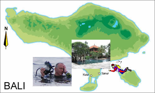 Bali map showing whereabouts for the day