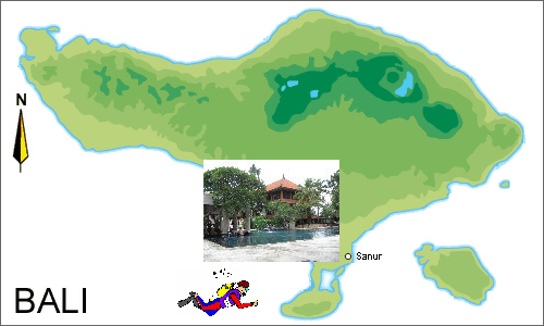 Bali map showing whereabouts for the day