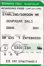 Boarding pass - Bali to Doha