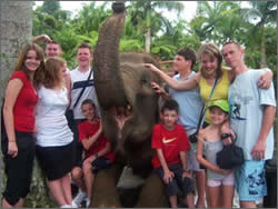 The Kids at the elephant safari park
