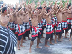 Male dancers in the fire dance