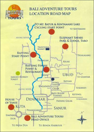 Map showing route to Elephant Safari Park