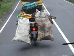 One of the slightly overladen mopeds