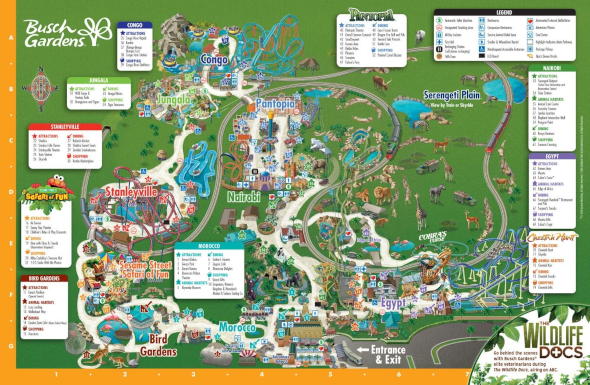 Map of Busch Gardens Theme Park Map of Busch Gardens Theme Park