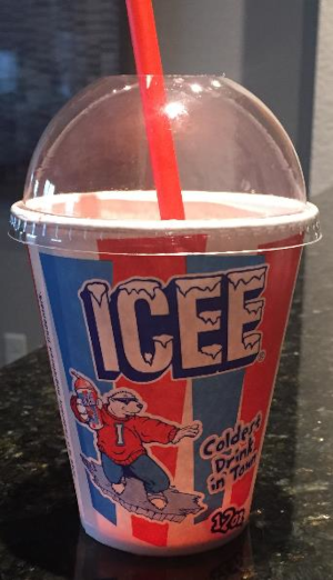 Icee - brain freeze in a treated cardboard cup Icee - brain freeze in a treated cardboard cup