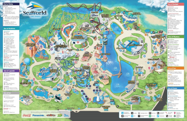 Map of Seaworld Orlando theme park 