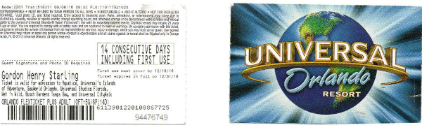 My ticket to a Universal world of adventure My ticket to a Universal world of adventure