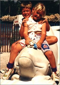 Andrew & Lauren on a dolphin.